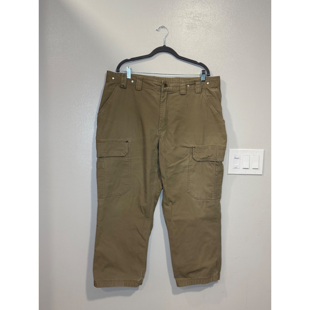 Duluth Trading Co Fire Hose Cargo Pants Mens 42x28 Khaki Tan Work Trousers